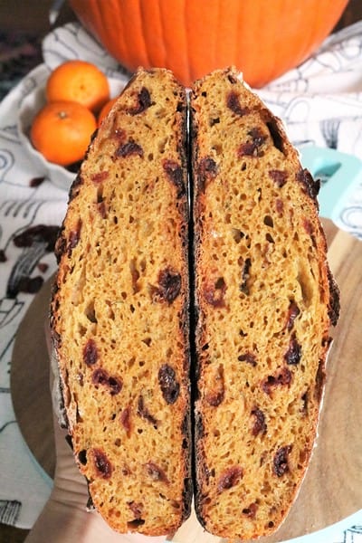 Cranberry Pumpkin Sourdough Bread Cross-section