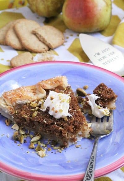 Gingered Pear Crumble Galette with Whipped Mascarpone #pears
