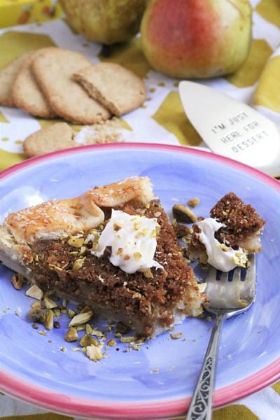 Gingered Pear Crumble Galette with Whipped Mascarpone #pears