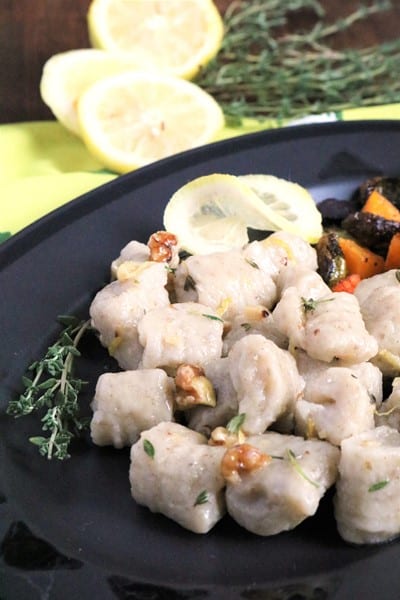 Sunchoke Ricotta Gnocchi Walnut Thyme Butter Sauce #fallflavors #gnocchi