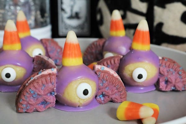 Flying Purple Eater Cake Balls #prep #cakemix #candycorn