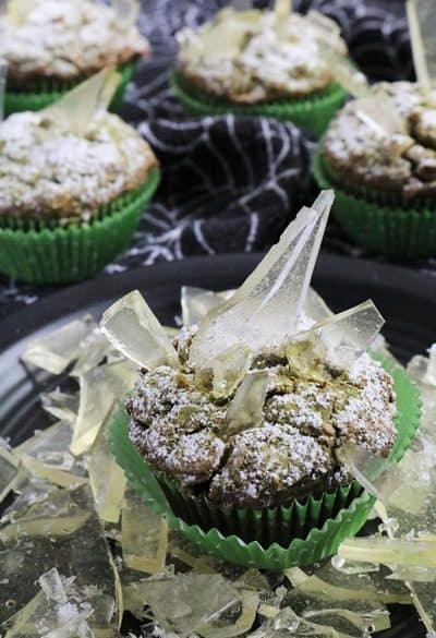Moldy Glass Matcha Zucchinii Muffins #HalloweenTreatsWeek