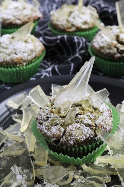 Moldy Glass Matcha Zucchinii Muffins #HalloweenTreatsWeek