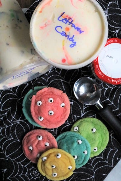 Monster Sugar Cookies with Halloween Candy Indulgence Ice Cream #icecreamsandwich