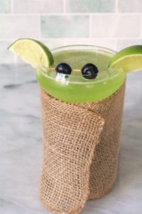 Baby Yoda Cocktail wrapped in burlap