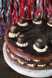 Buckeye Macaron Cake #PBchocSat #GoBucks