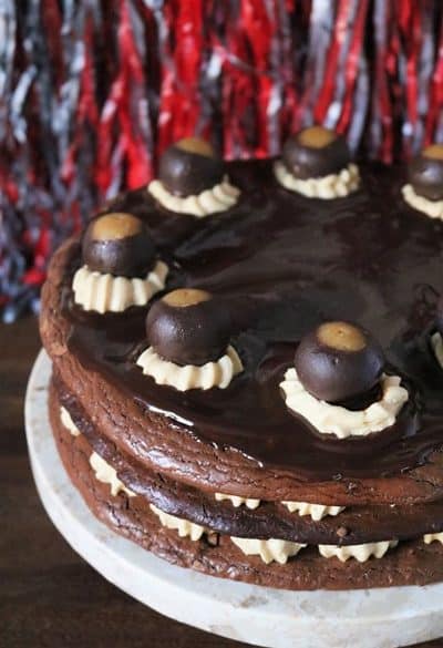 Buckeye Macaron Cake #PBchocSat #GoBucks