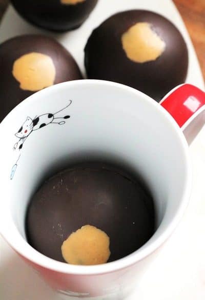 Buckeye Hot Chocolate Bombs in a mug
