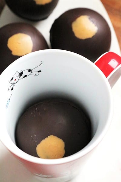 Buckeye Hot Chocolate Bombs in a mug