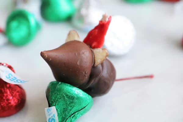 Chocolate Covered Cherries with hershey kiss and almonds