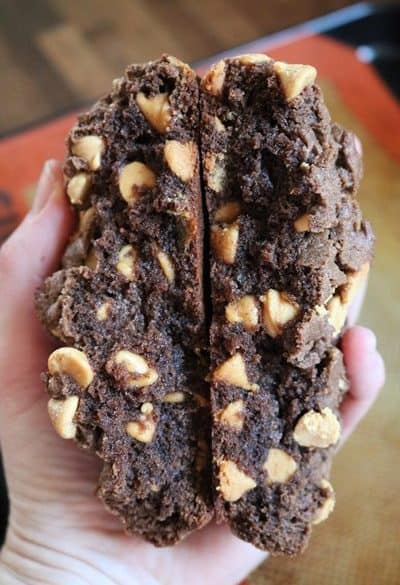Giant Chocolate Peanut Butter Chip Cookie Cross Section