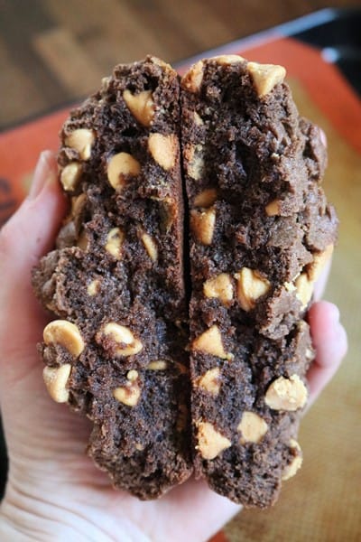 Giant Chocolate Peanut Butter Chip Cookie Cross Section
