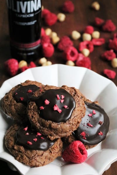 Hazelnut & Raspberry Balsamic Brownie Cookies