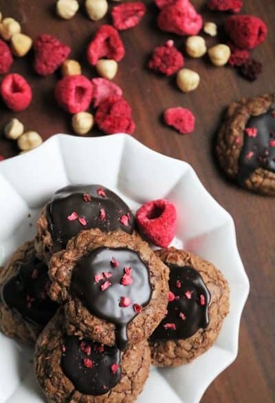 Hazelnut & Raspberry Balsamic Vinegar Chocolate Brownie Cookies