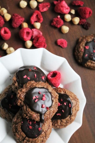 Hazelnut & Raspberry Balsamic Vinegar Chocolate Brownie Cookies