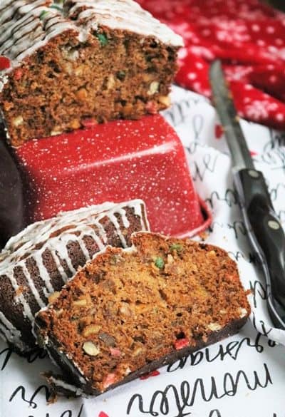 Rum Glazed Fruit Cake Banana Bread Loaf #thespiffycookie #fruitcake #bananabread