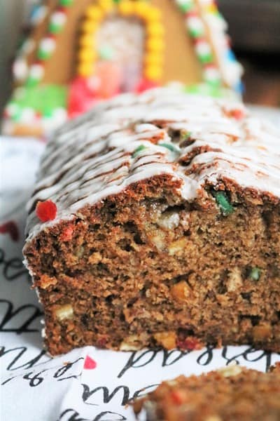 Banana Bread with Candied Fruit Pecans and Rum Glaze