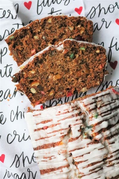 Rum Glazed Fruit Cake Banana Bread Sliced