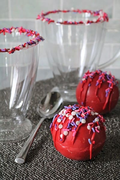 Red Velvet Hot Chocolate Bombs