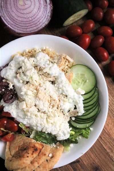 Slow Cooker Chicken Gyro Quinoa Bowl