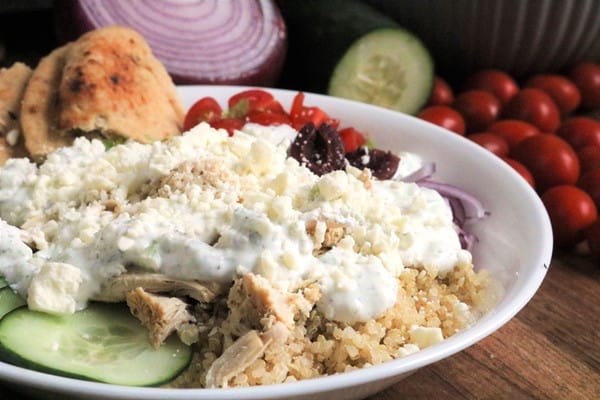 Slow Cooker Chicken Gyro in a Bowl