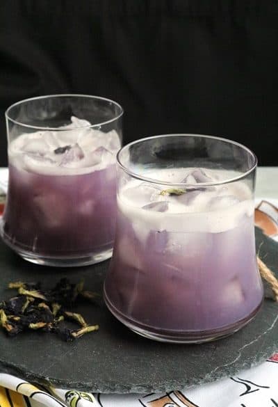 Vegan Blueberry Pea Whiskey Sour