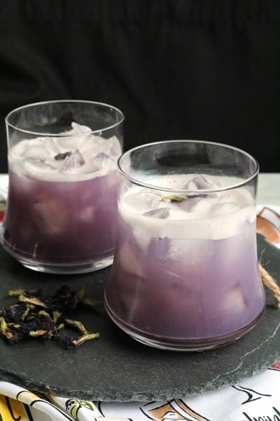 Vegan Blueberry Pea Whiskey Sour