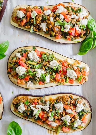 Lentil Stuffed Eggplant by Running to the Kitchen