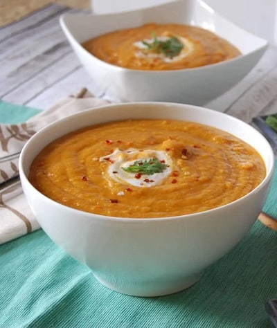 Moroccan Carrot Red Lentil Soup by A Cedar Spoon
