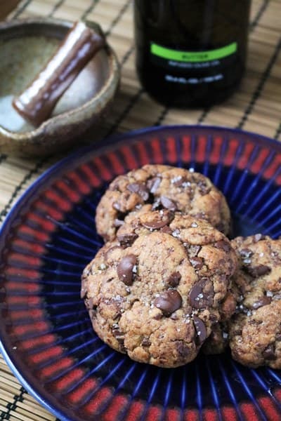 Dark Chocolate Chip Cookies made with olive oil