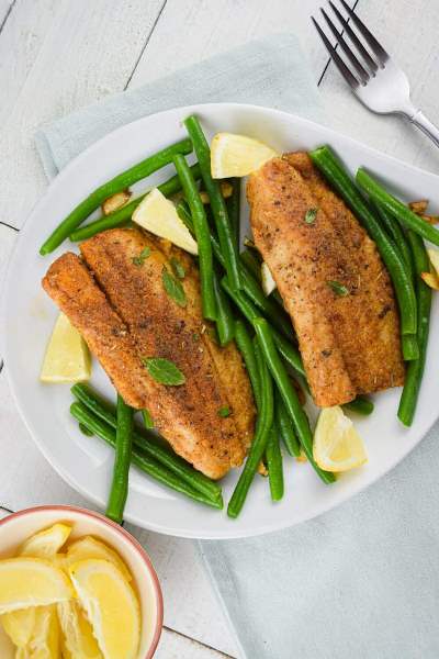 Pan Seared Tilapia with Green Beans by Slender Kitchen