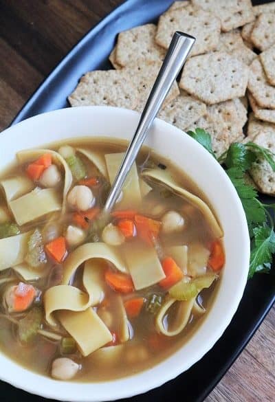 Quick Chickpea Noodle Soup #vegan