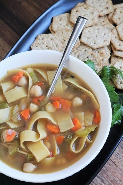 Quick Chickpea Noodle Soup #vegan