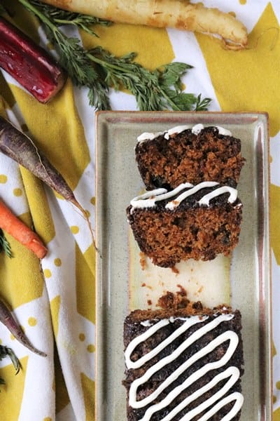 Mini Carrot Ginger Rhubarb Bread Slices