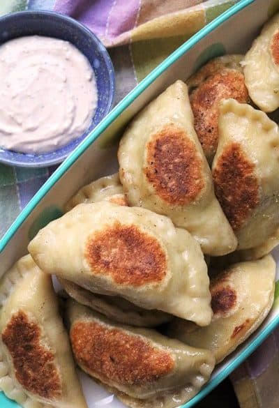 Corned Beef Pierogi with Thousand Island Dip