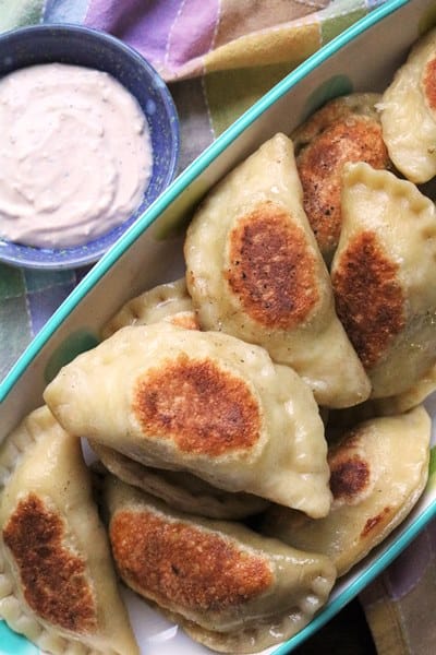 Corned Beef Pierogi with Thousand Island Dip