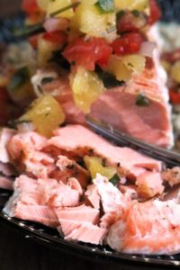 Flaky Grilled Salmon topped with Pineapple Salsa