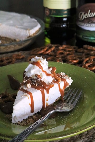 Irish Cream Pie with Pretzel Crust & Whiskey Caramel