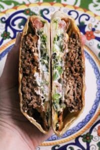 Crunchwrap Supreme Burger Cross section