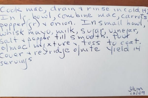 Mom's Sweet Mac Salad DIrections