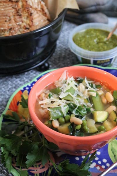 Spring Minestrone Soup with Pesto