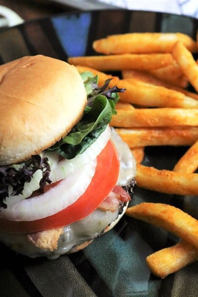 The Pepper Burger and fries