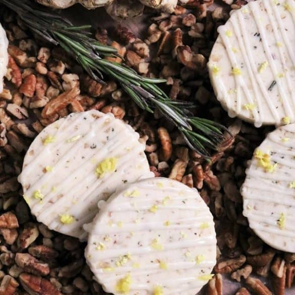 Rosemary Pecan Shortbread Cookies with Honey-Ginger Icing #thespiffycookie