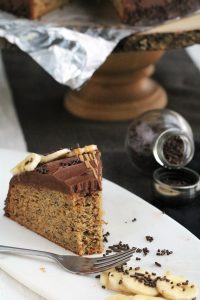 Mom's Birthday Anna Banana Cake with Peanut Butter Chocolate Fudge Frosting