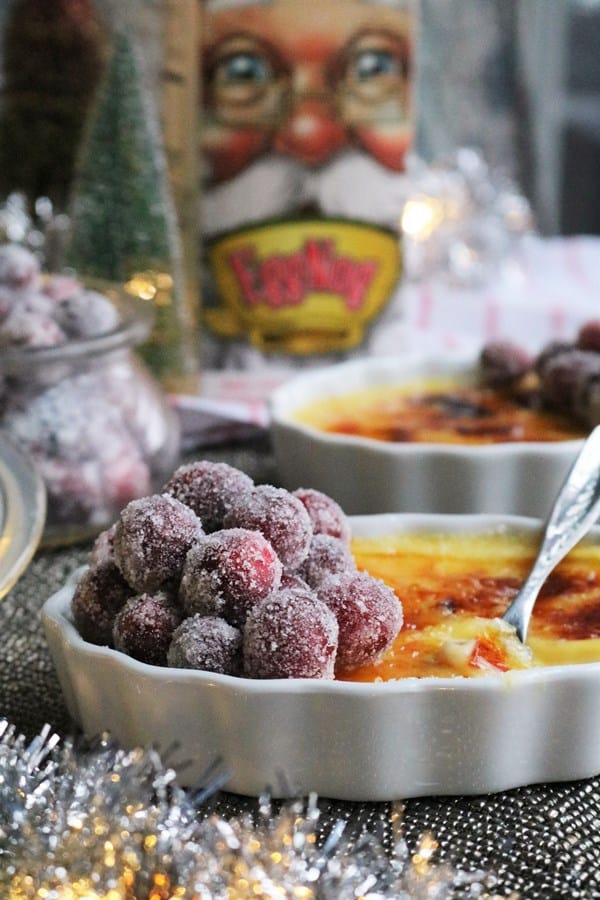 Eggnog Crème Brûlée with Sugared Cranberries Christmas Dessert