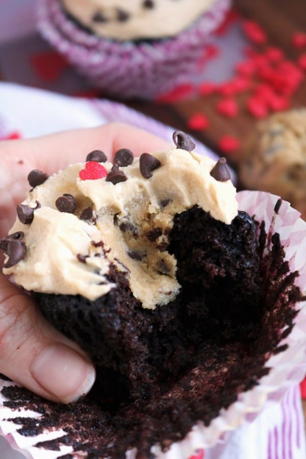 Small Batch Chocolate Cookie Dough Cupcakes