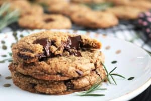 Rosemary Rye Bourbon Dark Chocolate Chunk Cookies