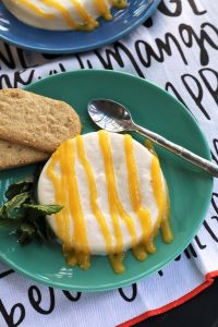 Coconut Vanilla Bean Panna Cotta with Mango Coulis