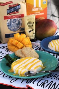 Coconut Vanilla Bean Panna Cotta with Mango