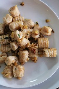 Goat Cheese Ricotta Gnocchi with Walnut Thyme Butter Sauce